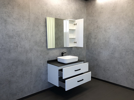 Тумба с раковиной Comforty Амстердам 95 00-00005494 подвесная Белый глянец