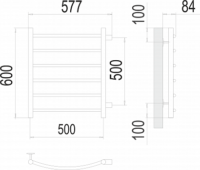 Классик П6 500х600 бп500 Полотенцесушитель  TERMINUS