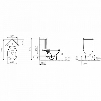 Унитаз компакт Vitra Arkitekt 9754B003-7200 угловой с бачком и сиденьем