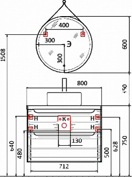 Зеркало Jorno Wood 60 Wood.02.60/ТК с подсветкой с бесконтактным выключателем