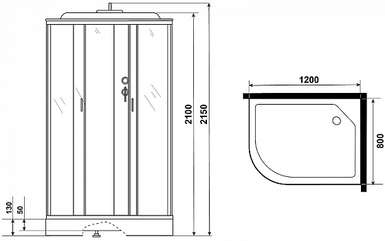 Душевая кабина Niagara Classic 120х80 NG-3512-14R без гидромассажа