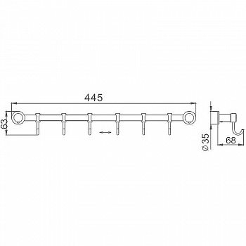 Вешалка для полотенец Haiba HB205-6 Хром