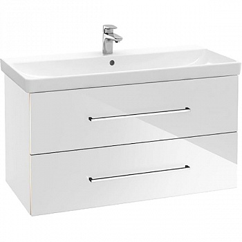Тумба под раковину Villeroy&Boch Avento 45 подвесная 2 выдвижных ящика Белая