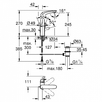 Смеситель для раковины Grohe Eurostyle New 23569LS3 Белая луна