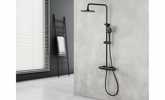 Душевая система Lemark Bronx LM3770BL с термостатом Черная