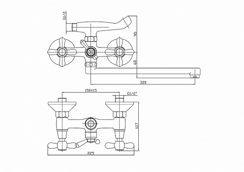 Смеситель для ванны Haiba HB2125 универсальный Хром
