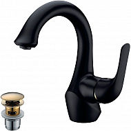 Смеситель для раковины Lemark Swan LM5406BG Черный матовый Золото