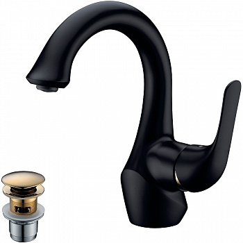 Смеситель для раковины Lemark Swan LM5406BG Черный матовый Золото