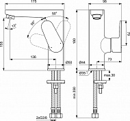 Смеситель для раковины Ideal Standard Cerafine Model O BC555AA Хром