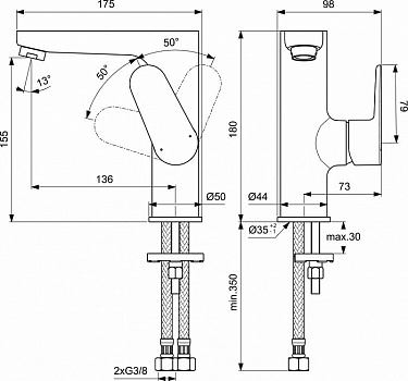 Смеситель для раковины Ideal Standard Cerafine Model O BC555AA Хром
