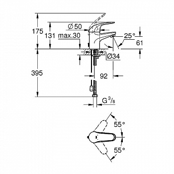 Смеситель для раковины Grohe Euroeco 32881000 Хром