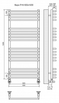 Полотенцесушитель Берн П18 500х1200Terminus