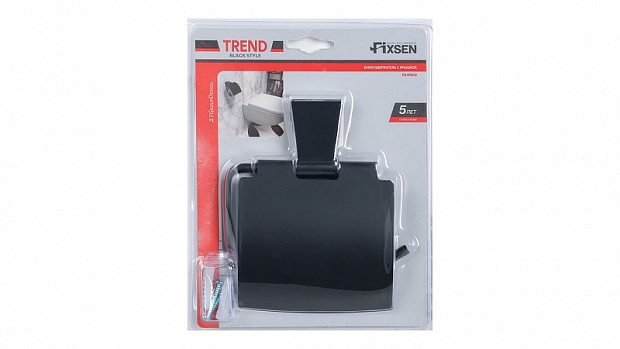Держатель туалетной бумаги Fixsen Trend FX-97810 с крышкой Черный матовый