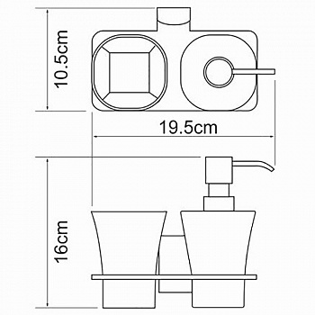 Дозатор для жидкого мыла WasserKRAFT Leine K-5089 со стаканом для зубных щеток Хром