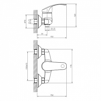 Смеситель для душа Decoroom DR71055 Хром