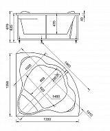 Акриловая ванна Aquatek Галатея 135х135 GAL135-0000022 без гидромассажа с фронтальной панелью с каркасом (разборный) со слив-переливом