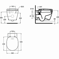 Унитаз биде Ideal Standard Connect E781901 подвесной без сиденья