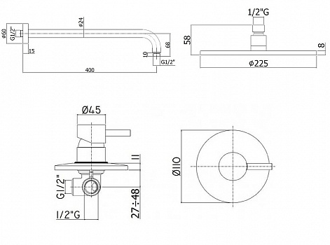 Душевая система Paffoni Light KITLIG011NO Черная матовая