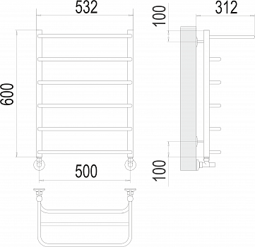 Полка П6 500х600  Полотенцесушитель  TERMINUS