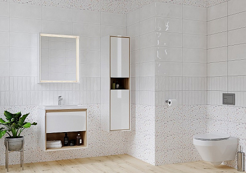 Тумба под раковину Cersanit Louna 60 SZ-LOU-CO60/Wh подвесная Белый глянец дуб Эврика