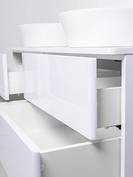 Тумба с раковиной Orange Otto 130 Ot-130TuMDF+B08-360W подвесная Белый глянец