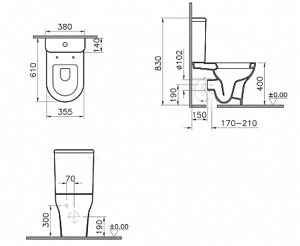 Унитаз биде Vitra Zentrum 9012B003-7226 с бачком и сиденьем Микролифт