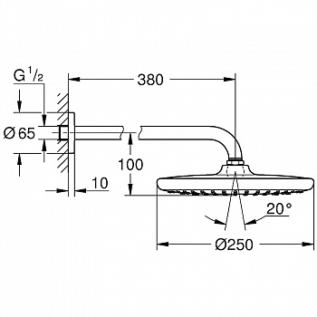 Верхний душ Grohe Tempesta 250 Cube 26668000 Хром