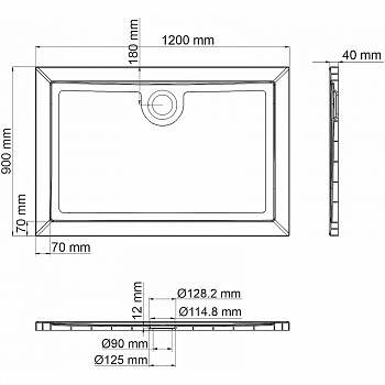 Душевой поддон из стеклопластика WasserKRAFT Salm 120x90 27T07 Белый глянец