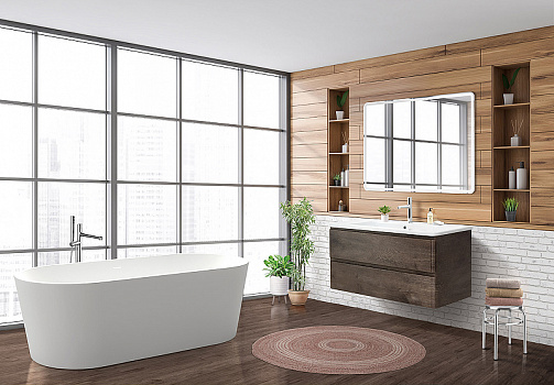 Тумба под раковину BelBagno 105 ALBANO-CER-1050-2C-SO-RNG подвесная Robere Nature Grigio