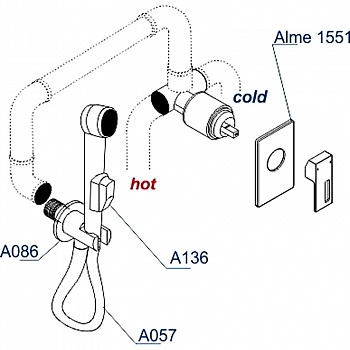 Гигиенический душ со смесителем WasserKRAFT Alme A15157 Хром