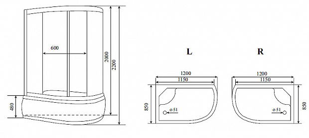 Душевая кабина Timo Lux 120x85 T-7720L с гидромассажем