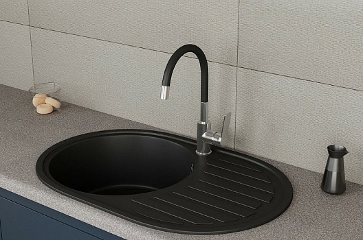Смеситель для кухни Rush Siple SI7335-60Black Хром Черный