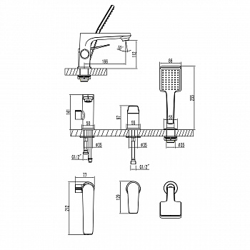 Смеситель для ванны и душа Lemark Bronx (LM3745BL)