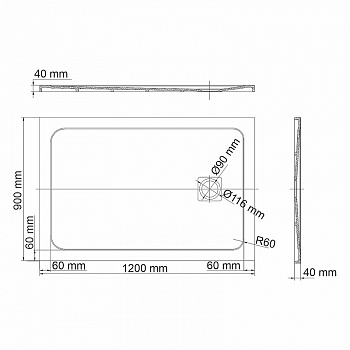 Душевой поддон из искусственного камня WasserKRAFT Rhin 120x90 44T07 Белый матовый