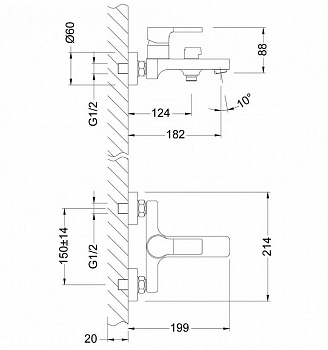 Смеситель для ванны Lemark Aura LM0614C Хром