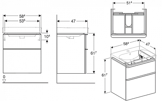 Тумба под раковину Geberit Smyle Square 60 500.352.JR.1 Пекан