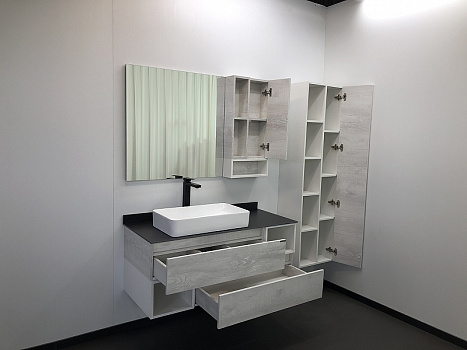 Тумба с раковиной Comforty Прага 120 00-00004130 подвесная Дуб белый Антрацит