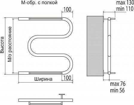 М-обр с/п AISI 32х2 500х700 Полотенцесушитель  TERMINUS