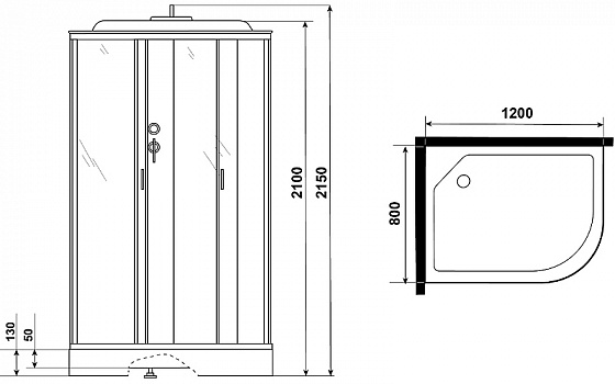 Душевая кабина Niagara Classic 120х80 NG-3512-14L без гидромассажа
