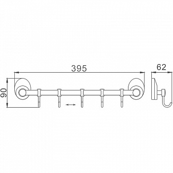 Вешалка для полотенец Haiba HB1615-5 Хром