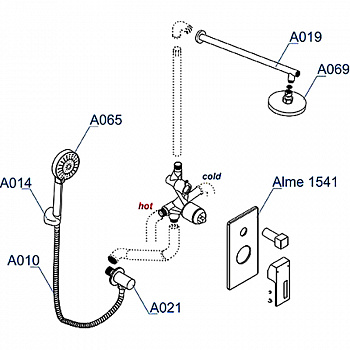 Душевая система WasserKRAFT Alme A16069 Хром