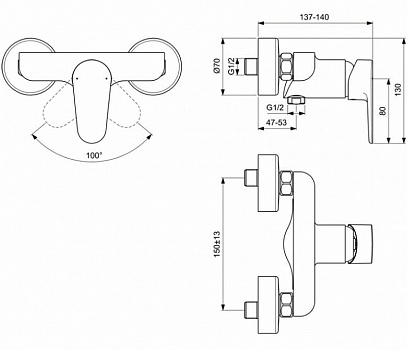 Смеситель для душа Ideal Standard Cerafine Model O BC499XG Черный шелк