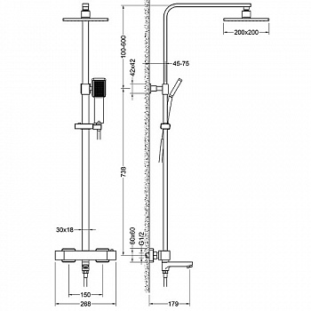 Душевая система Timo Tetra-thermo SX-0169/17 с термостатом Золото матовое