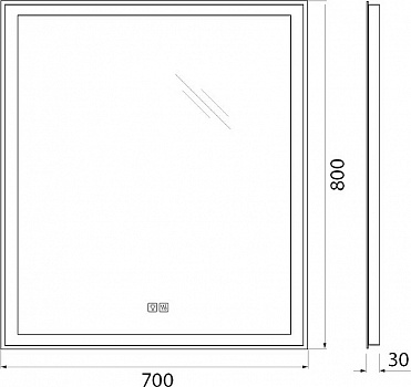 Зеркало BelBagno 70 SPC-GRT-700-800-LED-TCH-WARM с подсветкой с подогревом с сенсорным выключателем