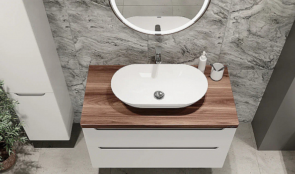 Тумба под раковину Jorno Wood 80 wood.01.80/P/W подвесная Белая