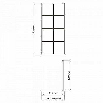 Душевая перегородка WasserKRAFT Glan 100 66W44 профиль Черный матовый стекло прозрачное