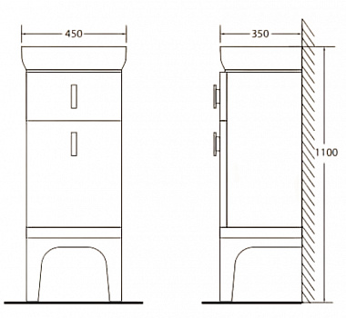 Тумба BelBagno Prado 45 PRADO-1100-AC-PC-NL Nero Laccato Lucido