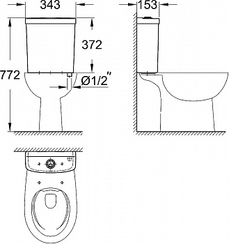 Унитаз компакт Grohe Bau Ceramic 39429000 без бачка и сиденья