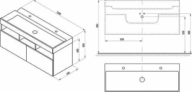 Тумба под раковину Ravak SD Natural 120 X000001053 подвесная Белая глянцевая