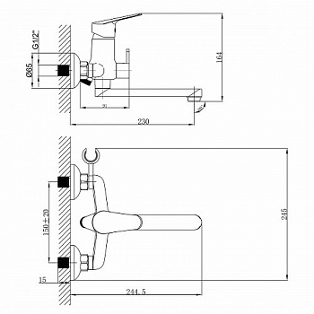 Смеситель для ванны Lemark Partner LM6513C универсальный Хром